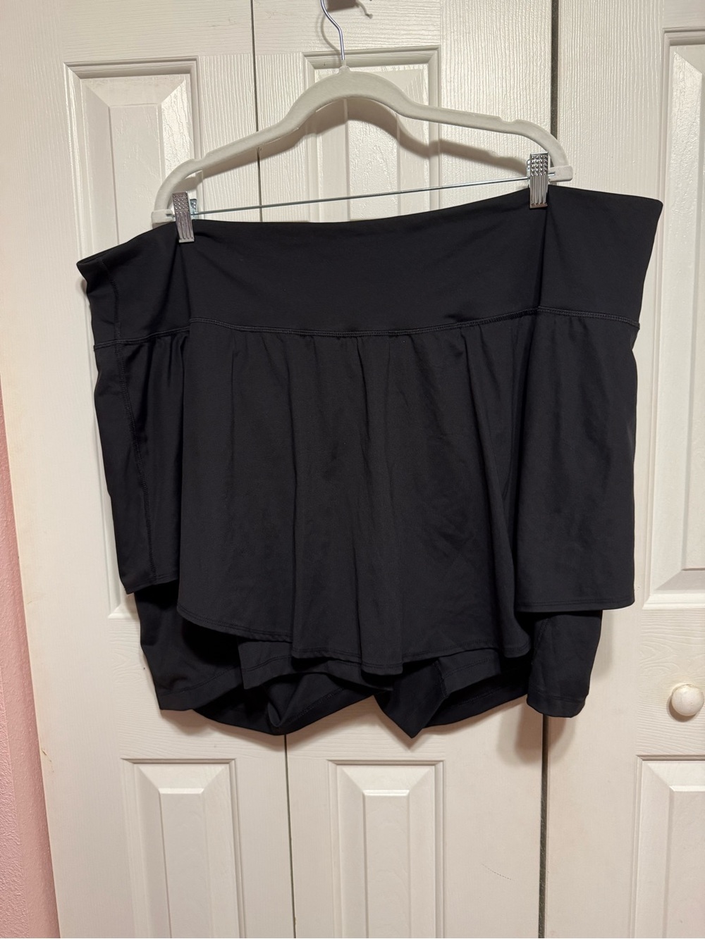 Black Off-Shoulder Ruffle SKORT